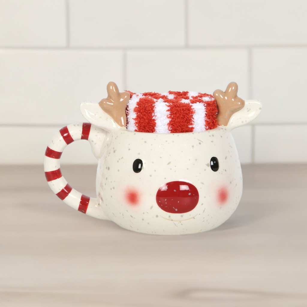 Rudolph Reindeer Mug and Socks Set