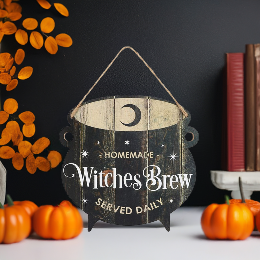 Witches Brew Cauldron MDF Hanging Sign