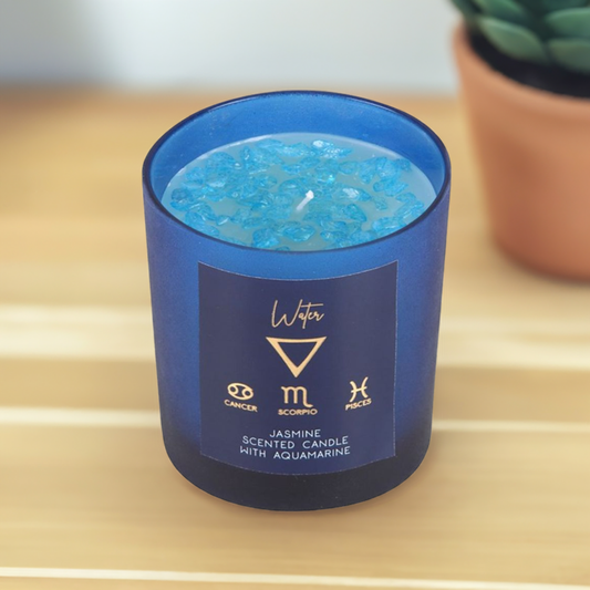 Water Element Jasmine Crystal Chip Candle