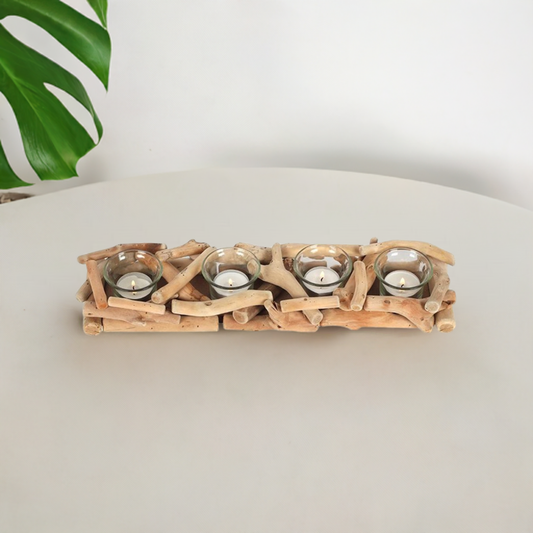 4pc Driftwood Candle Holder