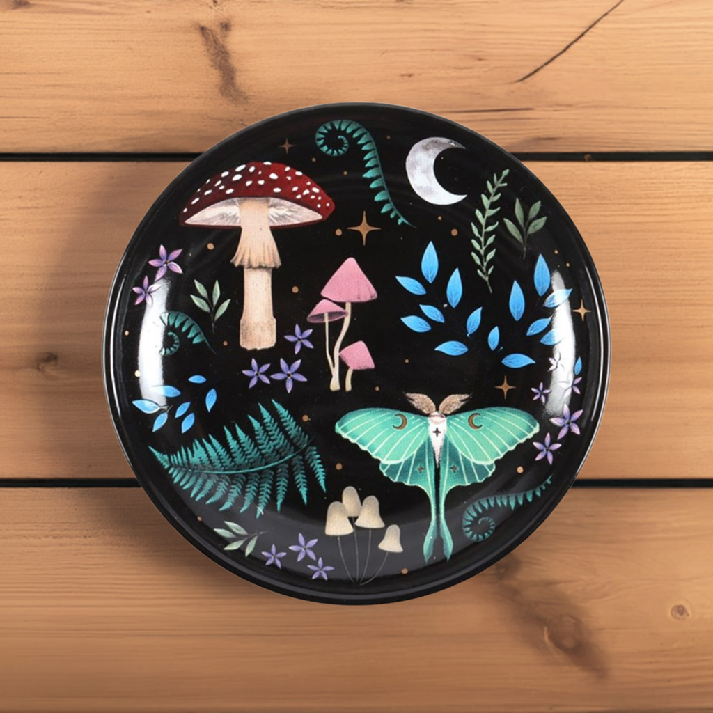 Round Dark Forest Print Trinket Dish