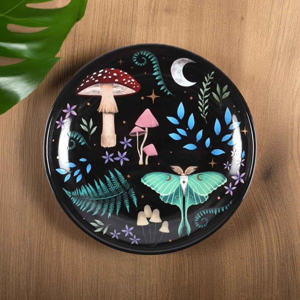 Round Dark Forest Print Trinket Dish