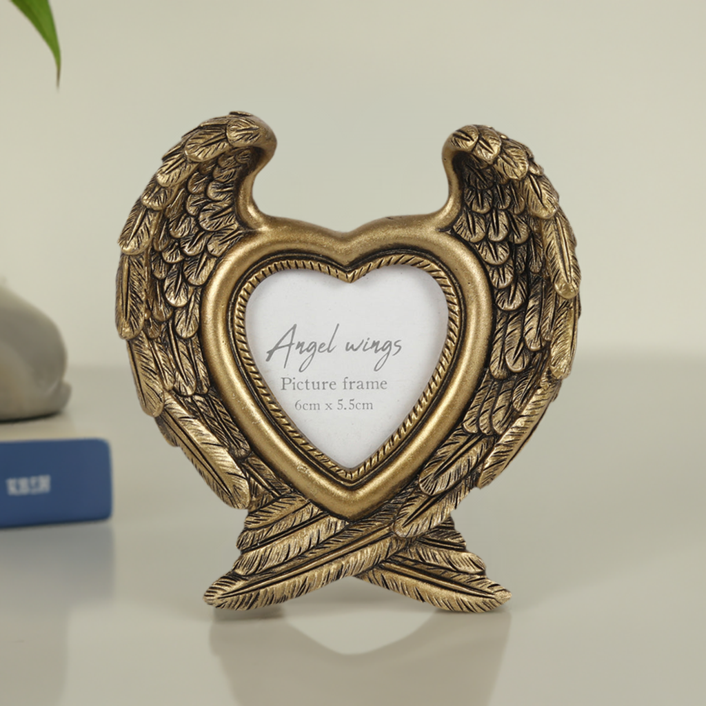 Antique Gold Angel Wing Photo Frame