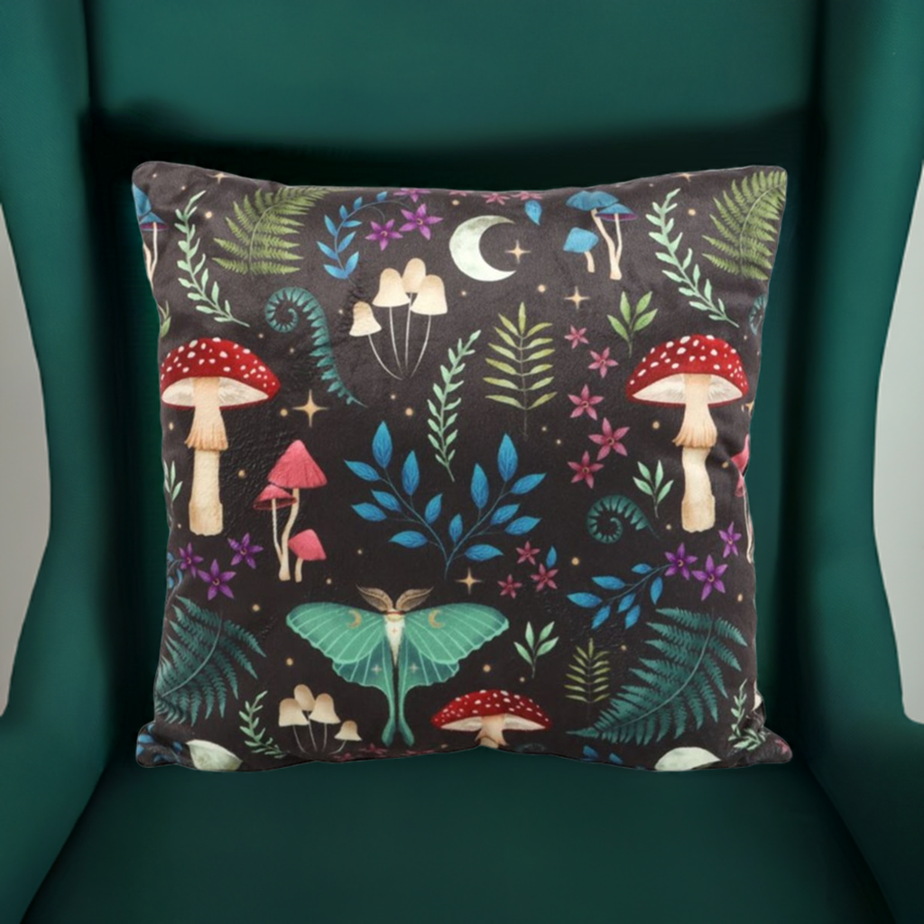 35cm Square Dark Forest Print Cushion