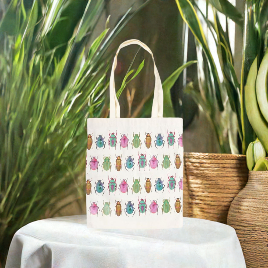 Beetle Print Polycotton Tote Bag