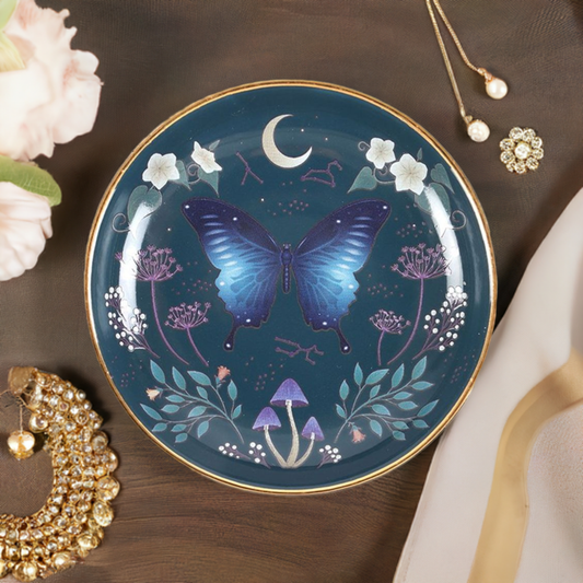 Round Midnight Moth Trinket Dish