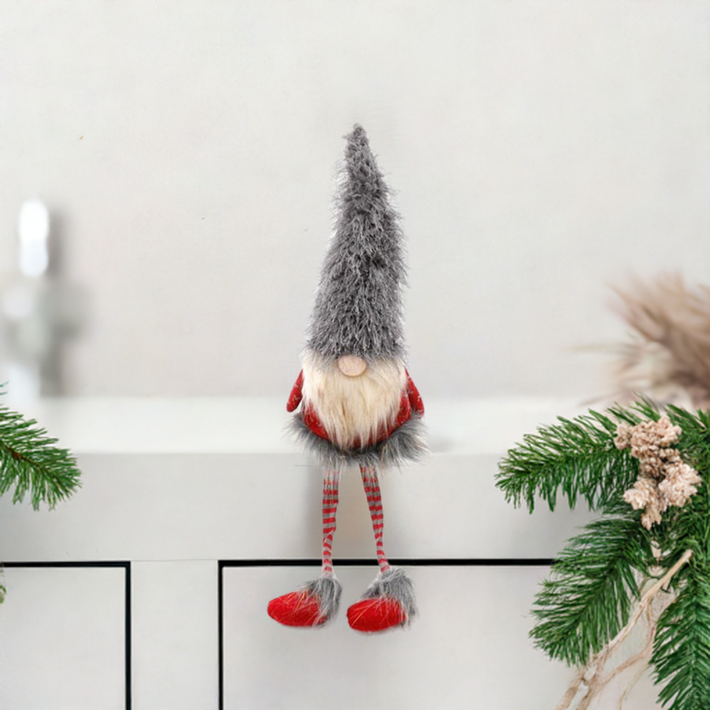 67cm Grey and Red Christmas Gonk with Dangly Legs