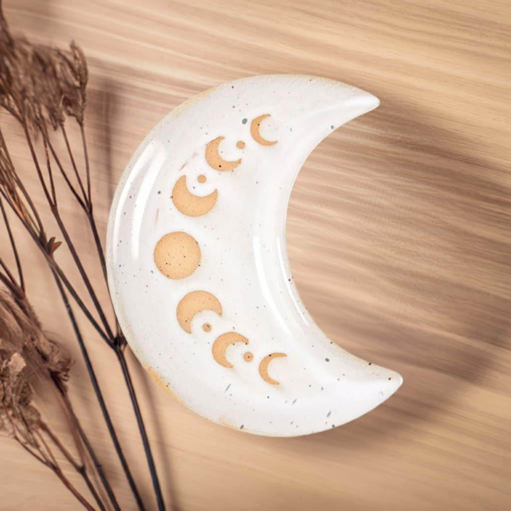 12cm Moon Phase Crescent Ceramic Trinket Tray