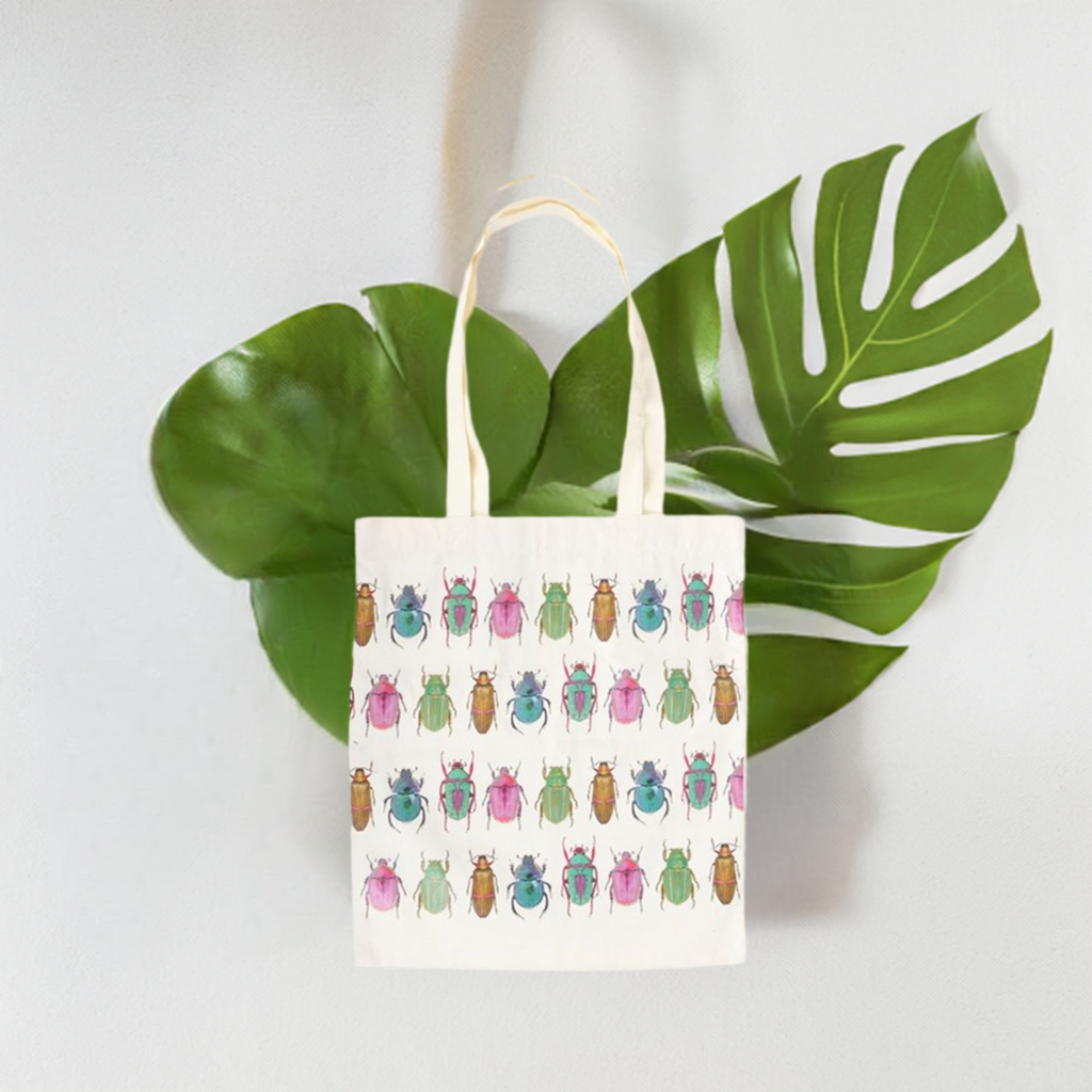 Beetle Print Polycotton Tote Bag