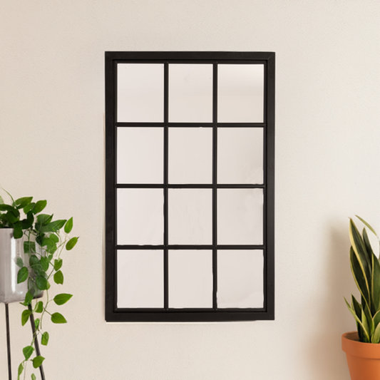 Black Wooden Window Mirror