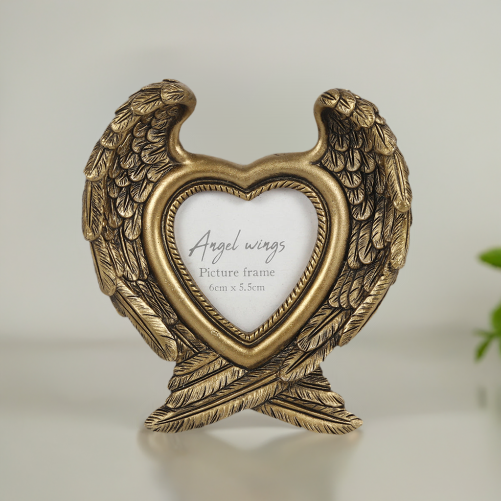 Antique Gold Angel Wing Photo Frame