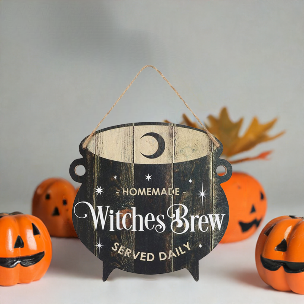 Witches Brew Cauldron MDF Hanging Sign