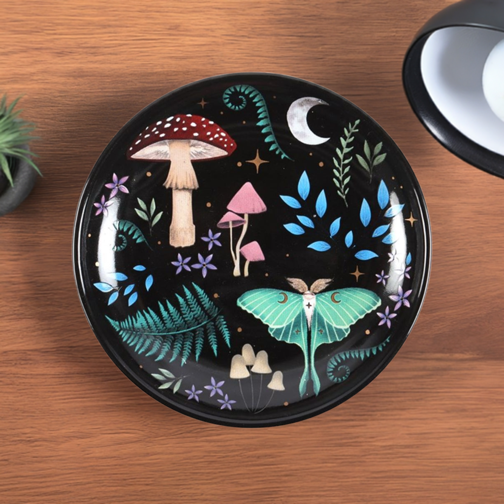 Round Dark Forest Print Trinket Dish