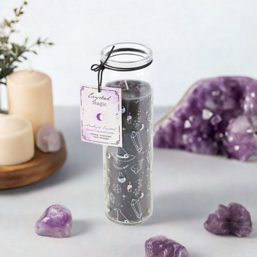 Crystal Witch Jasmine Tube Candle with Amethyst Chips