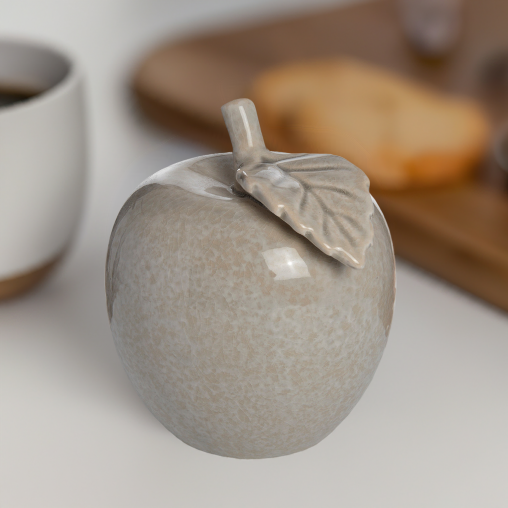 Antique Grey Small Ceramic Apple