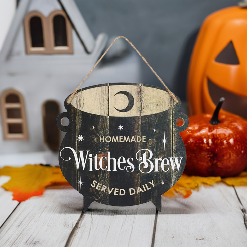 Witches Brew Cauldron MDF Hanging Sign