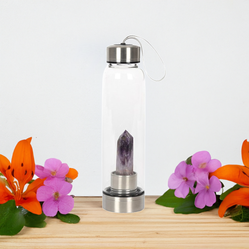 Amethyst Calming Glass Water Bottle