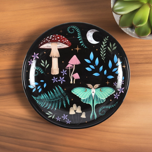 Round Dark Forest Print Trinket Dish