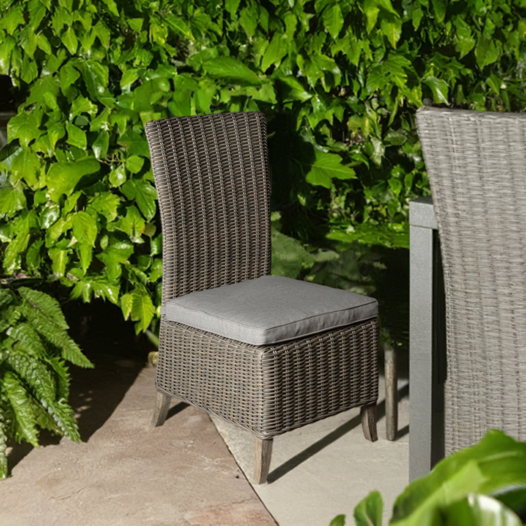 Wicker style outdoor dining chair with cushion 