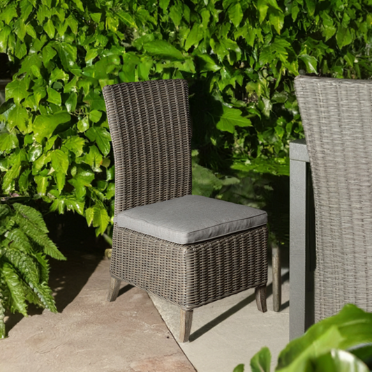 Wicker style outdoor dining chair with cushion 