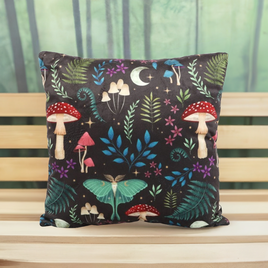 35cm Square Dark Forest Print Cushion