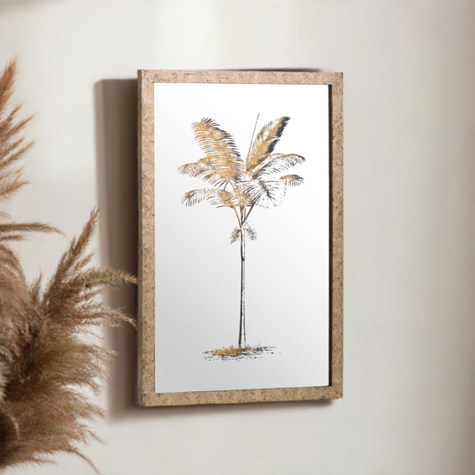 Metallic Mirrored Brass Palm Wall Art