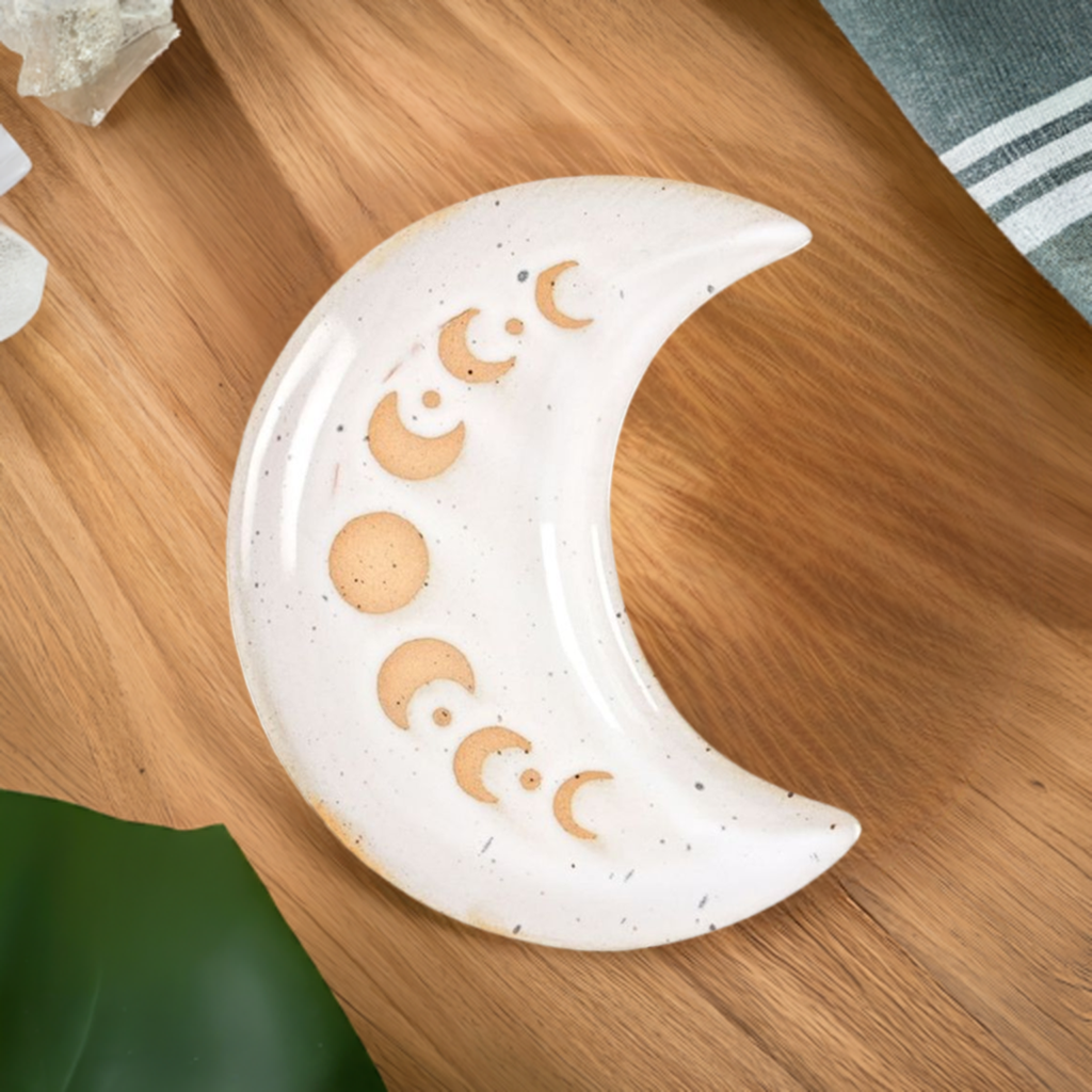 12cm Moon Phase Crescent Ceramic Trinket Tray