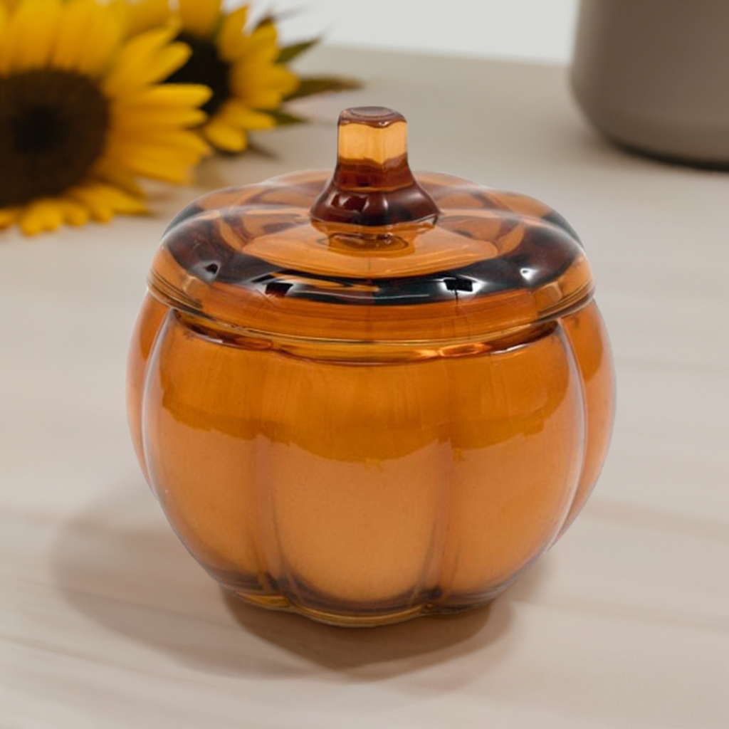 12cm Vanilla Glass Pumpkin Candle