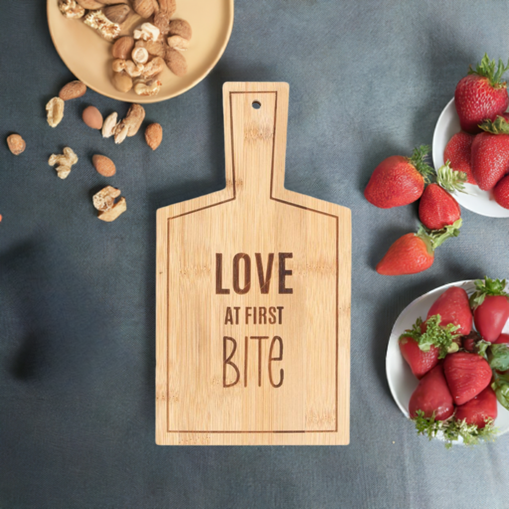 Love At First Bite Bamboo Serving Board