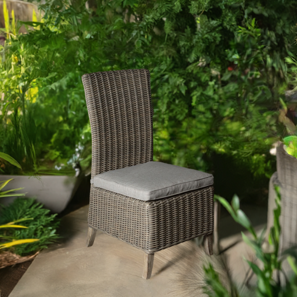 Wicker style outdoor dining chair with cushion 