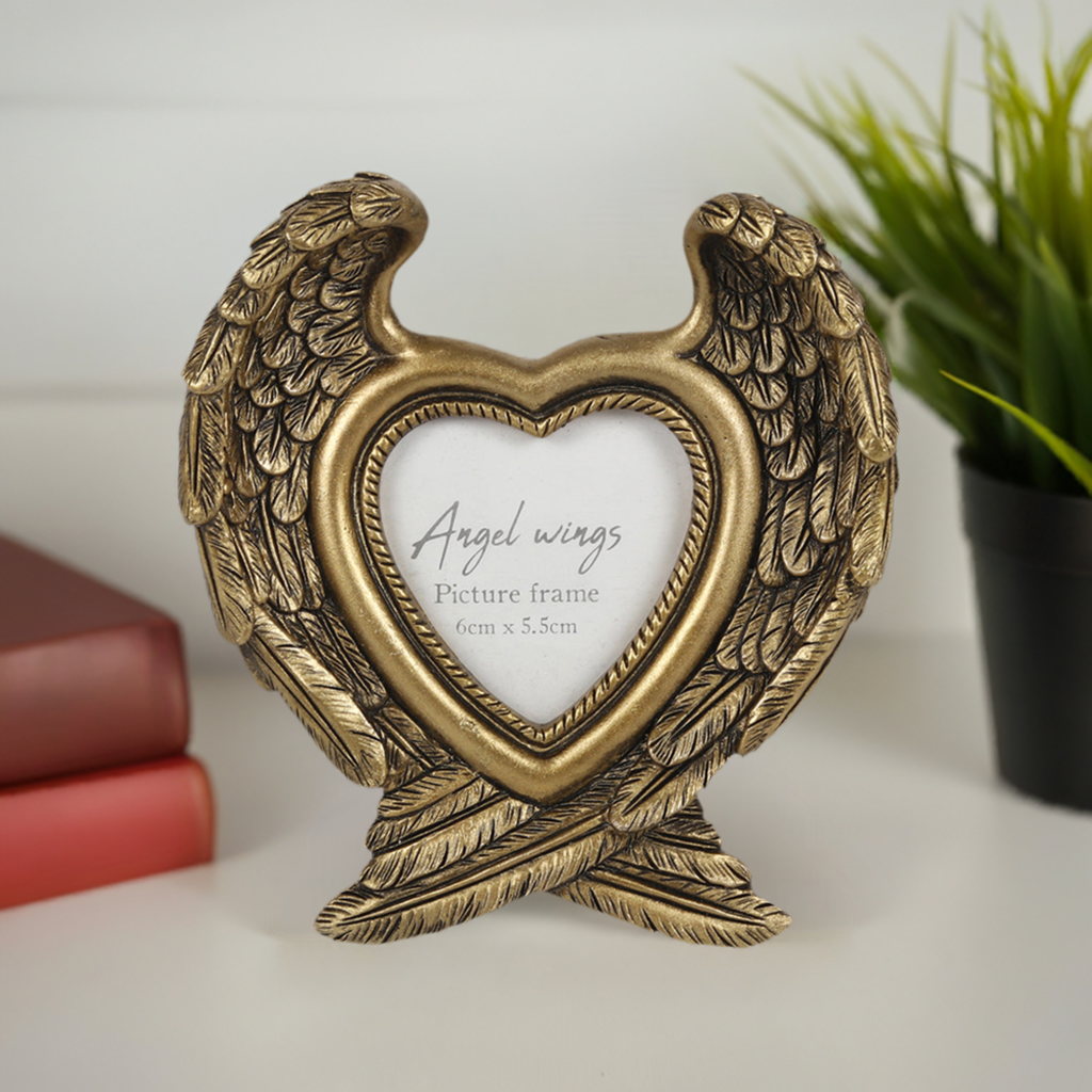 Antique Gold Angel Wing Photo Frame