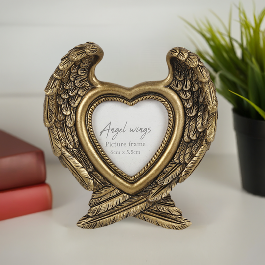 Antique Gold Angel Wing Photo Frame