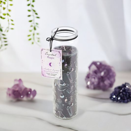 Crystal Witch Jasmine Tube Candle with Amethyst Chips