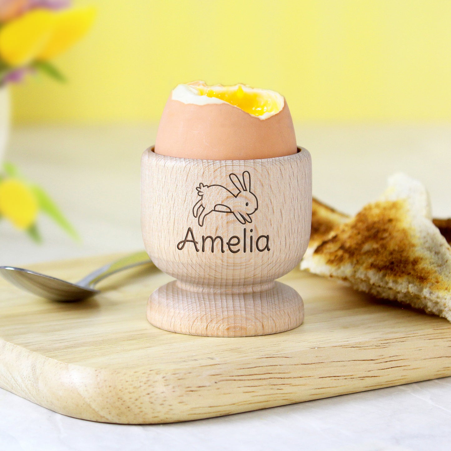 Egg cup with bunny and name