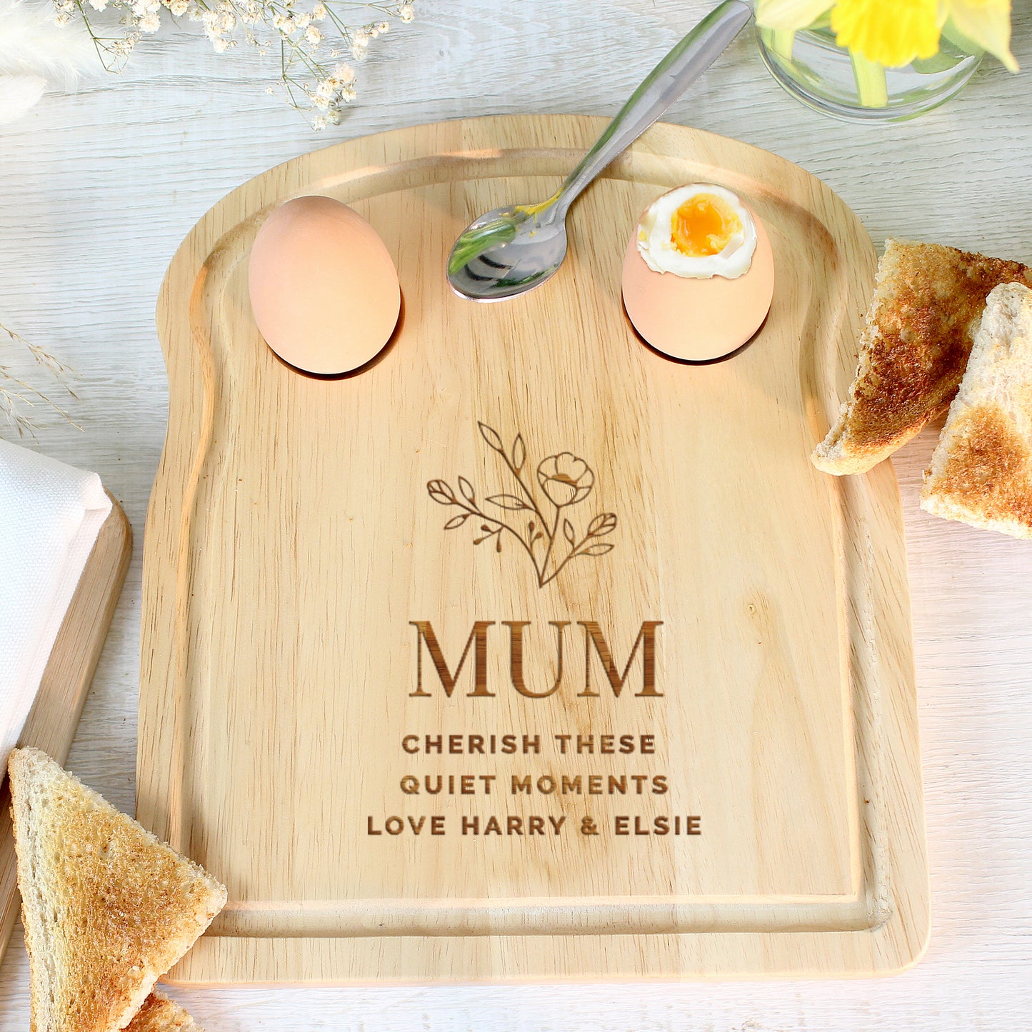 Personalised Floral Egg & Toast Board