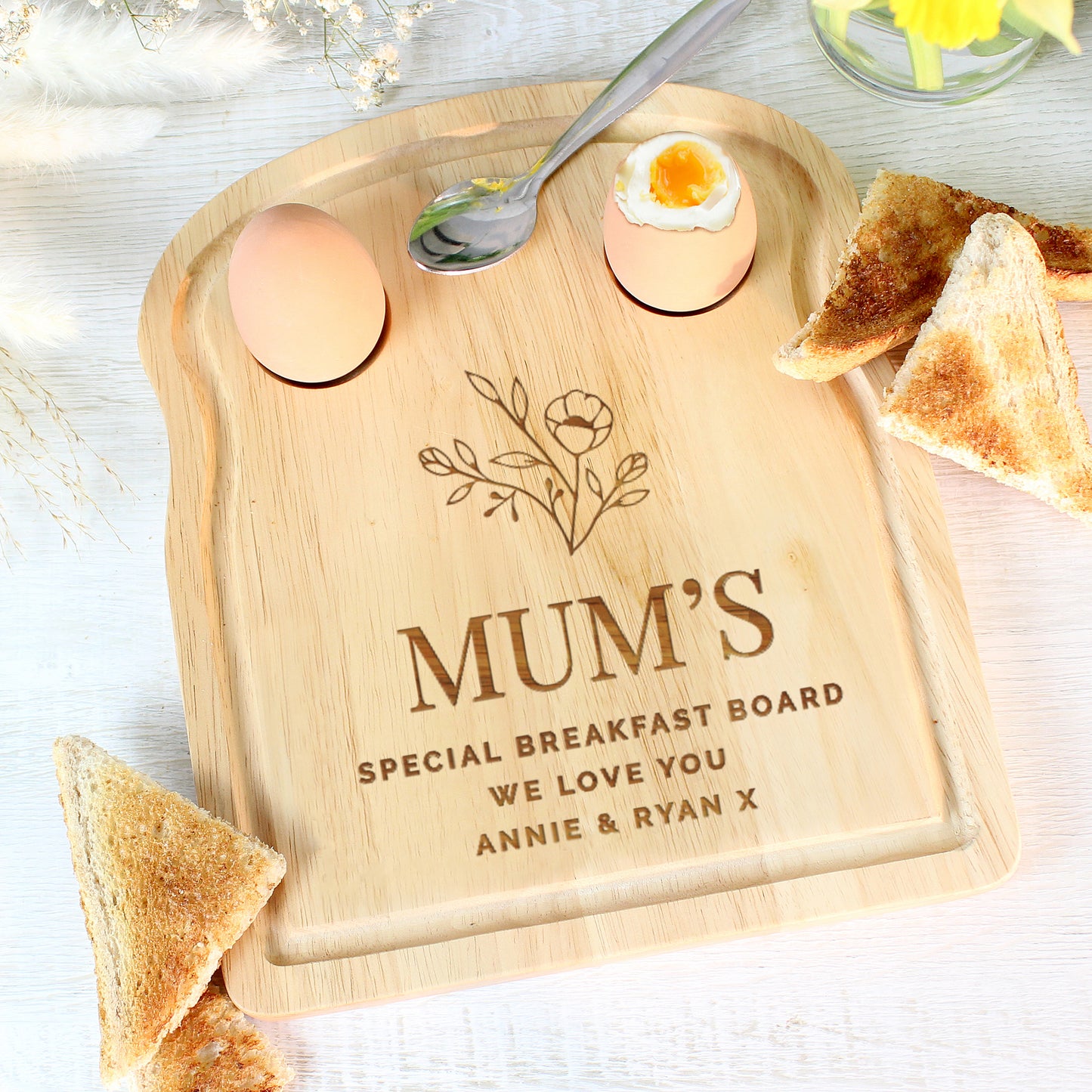 Personalised Floral Egg & Toast Board