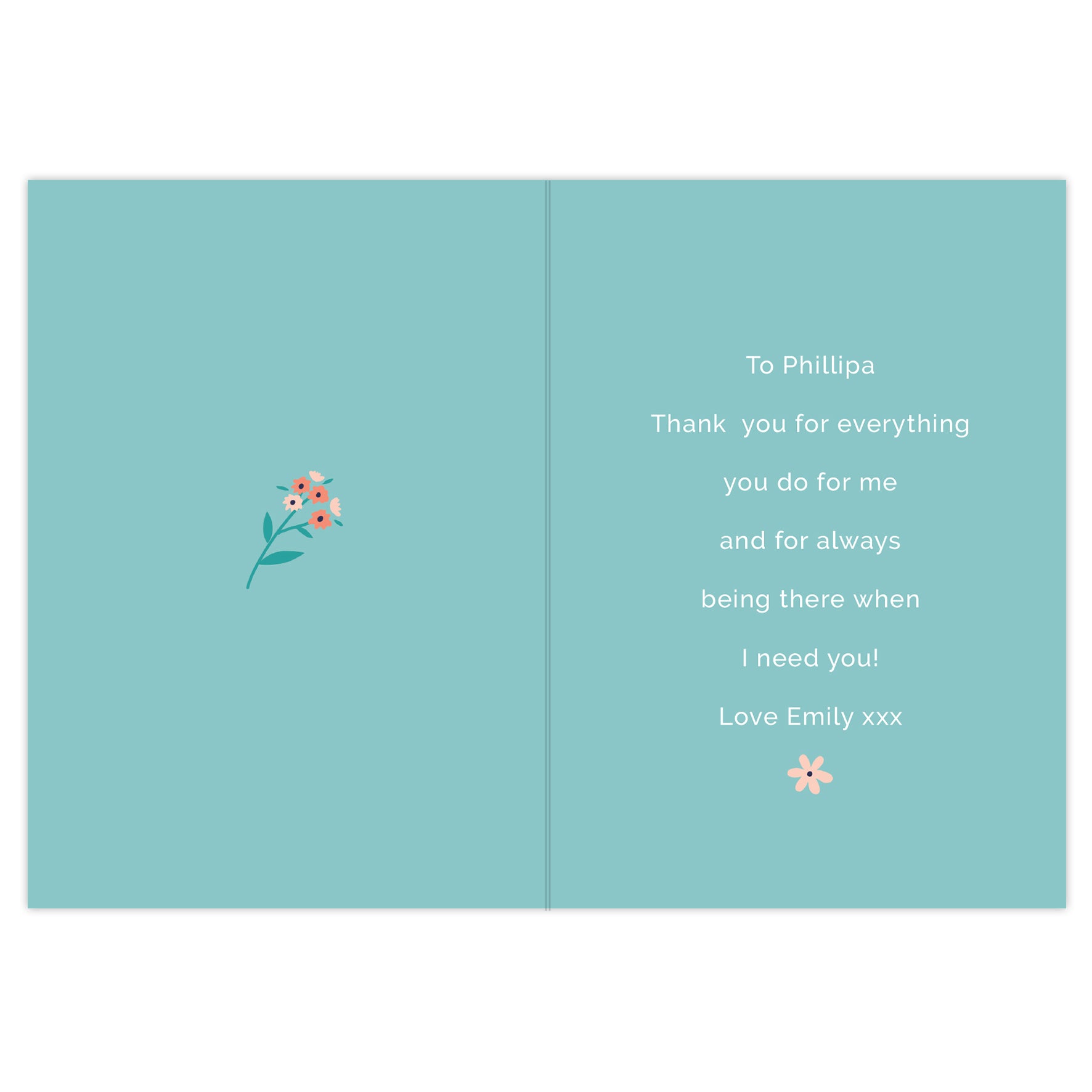 Greetings card with printed message