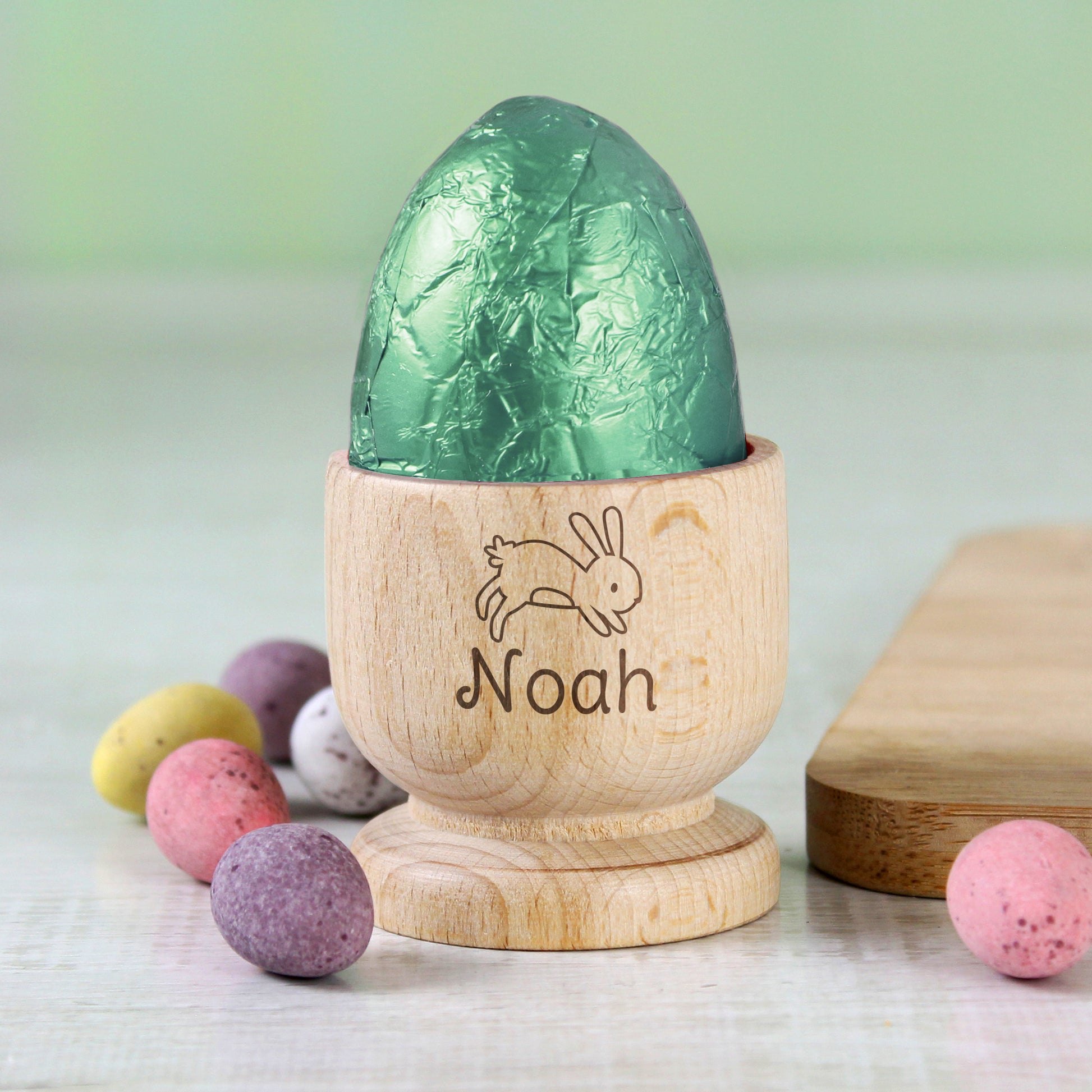 Easter bunny egg cup wooden