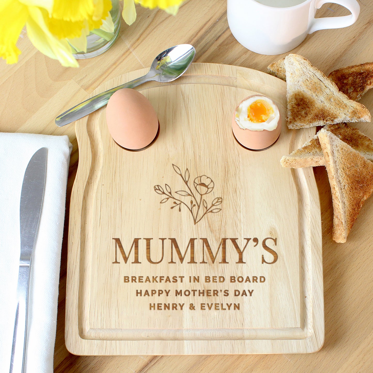 Personalised Floral Egg & Toast Board