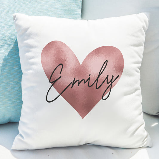 Personalised Rose Gold Heart Cushion