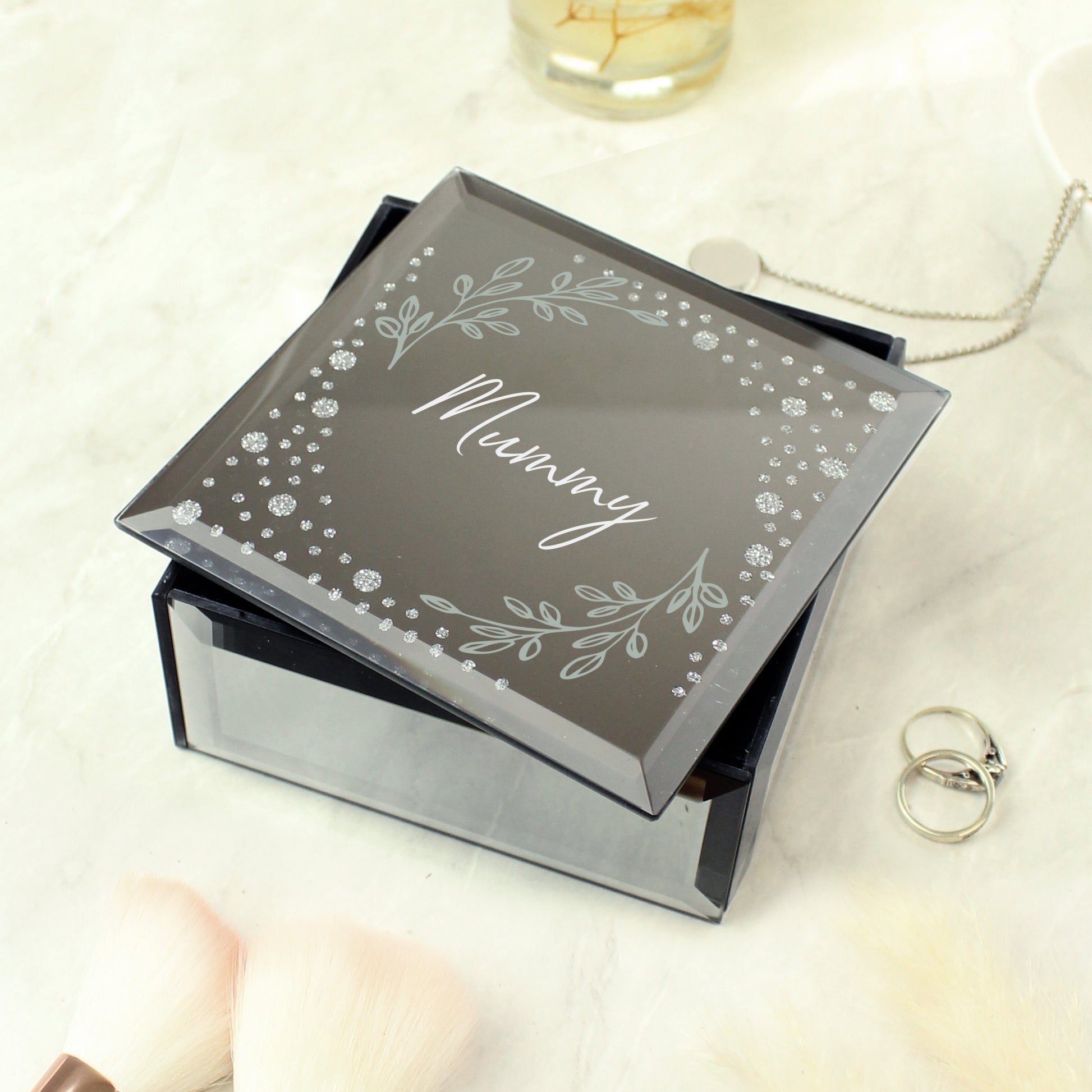 Mirror jewellery box with name 