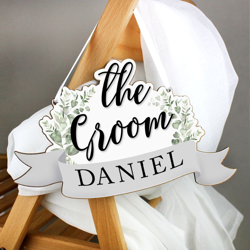 Personalised The Groom Wooden Hanging Decoration