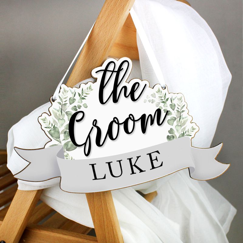 Personalised The Groom Wooden Hanging Decoration