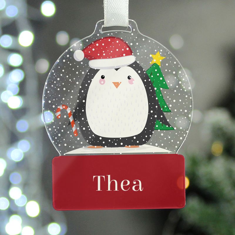 Personalised Penguin Acrylic Snowglobe Decoration