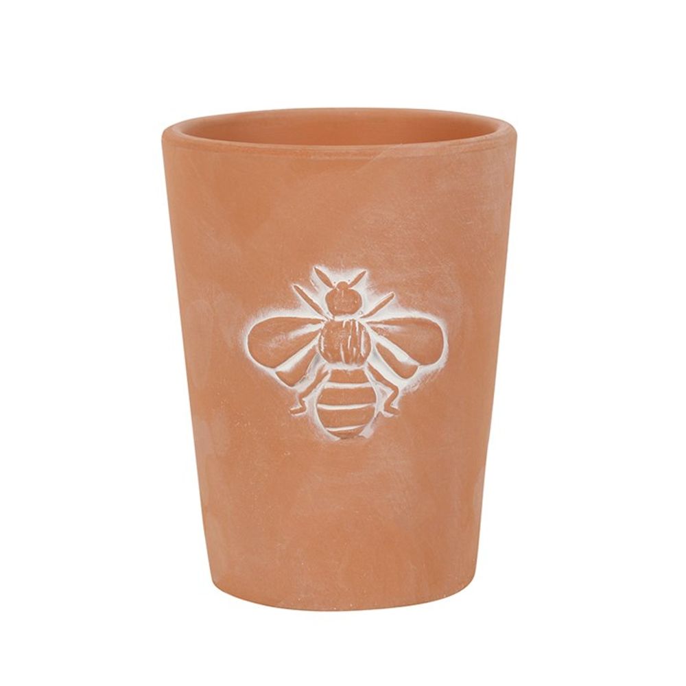 Small Terracotta Single Bee Motif Plant Pot