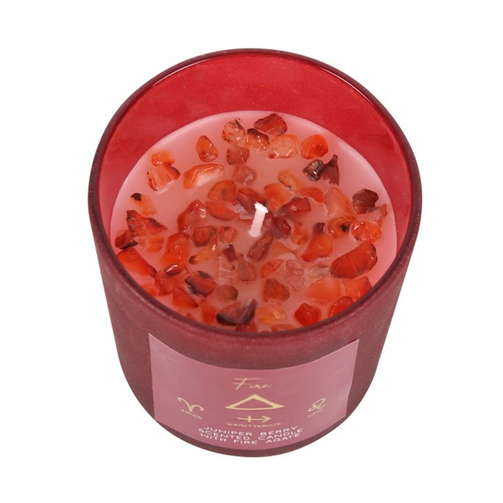 Fire Element Juniper Berry Crystal Chip Candle