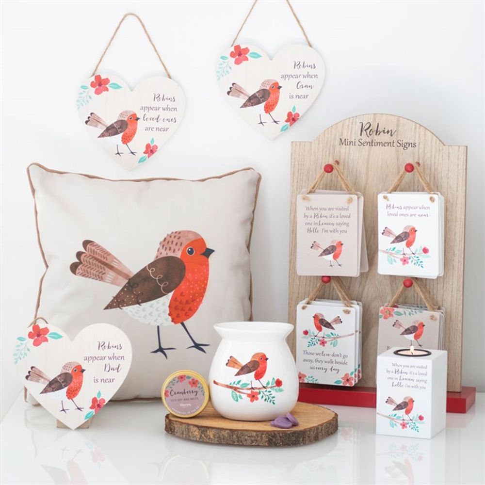 Mum Winter Robin Hanging Heart Sign