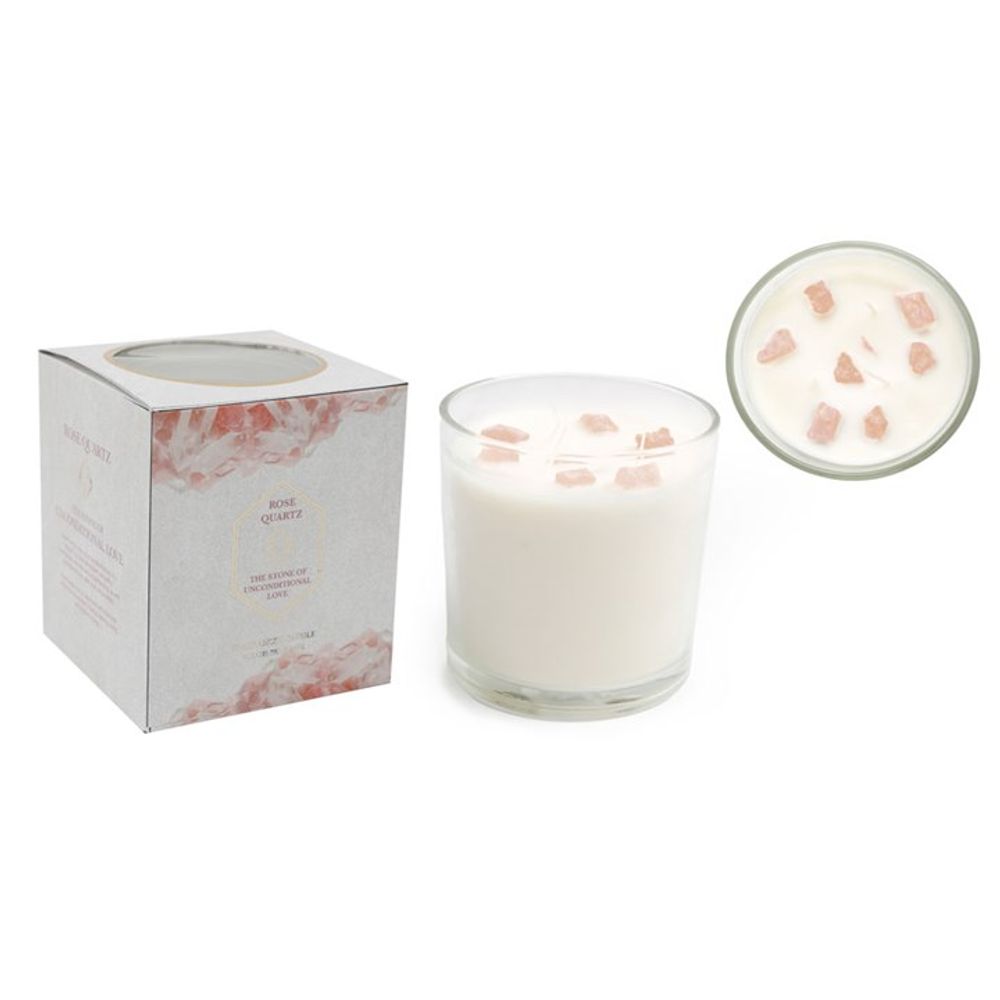 12cm Rose Eucalyptus Candle with Rose Quartz Crystals