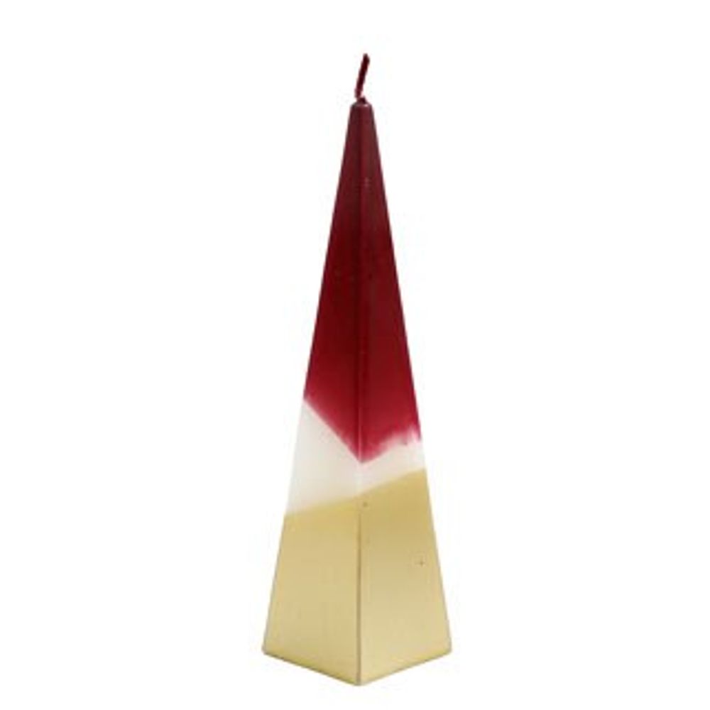 Small Red and Gold Pyramid Candle